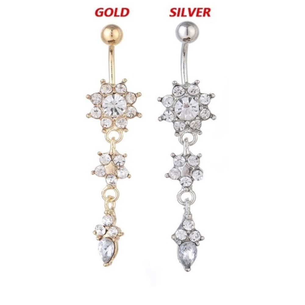 Flower dangle belly ring